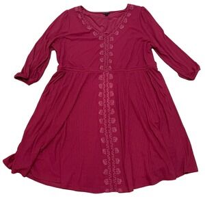 Torrid‎ Women's 2X Mini Jersey 3/4 Sleeve Red Puff Print Skater Dress Pockets